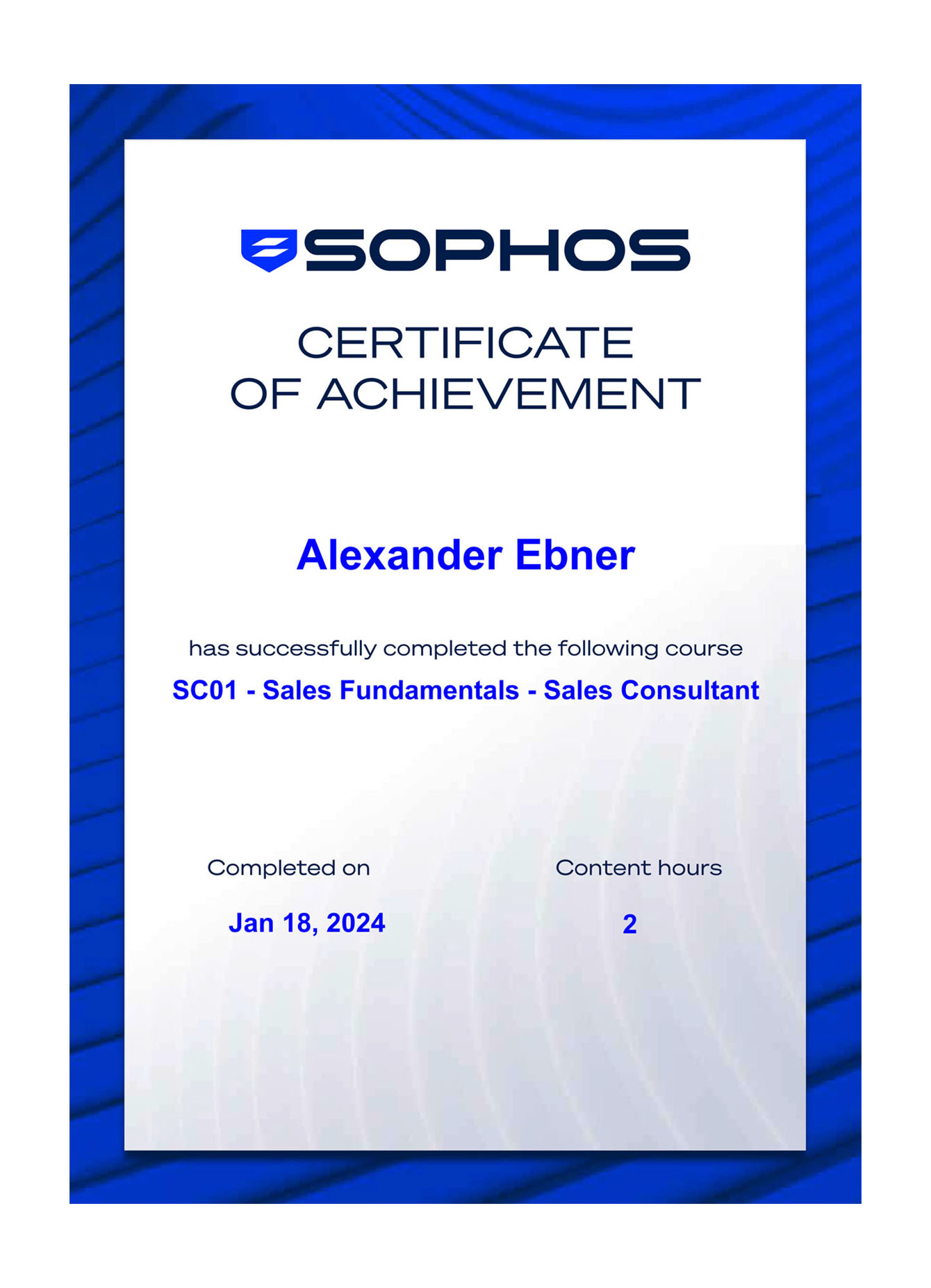 BG-Alexander Ebner - SC01 - Sales Fundamentals - Sales Consultant