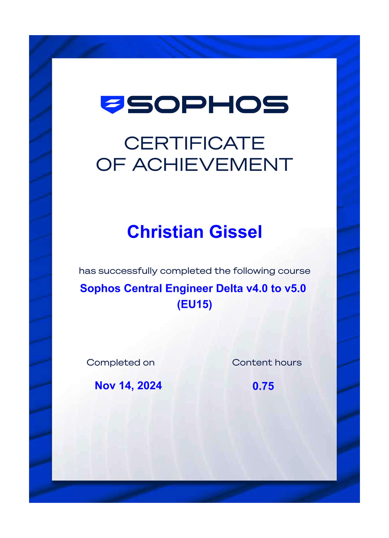 BG_Christian Gissel -  Sophos Central Engineer Delta v4.0 to v5.0 (EU15)