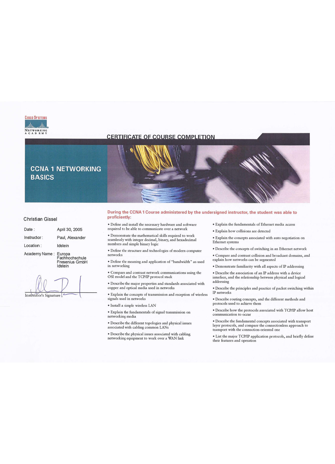 BG_Christian Gissel - Cisco Systems CCNA 1 Networking Basics