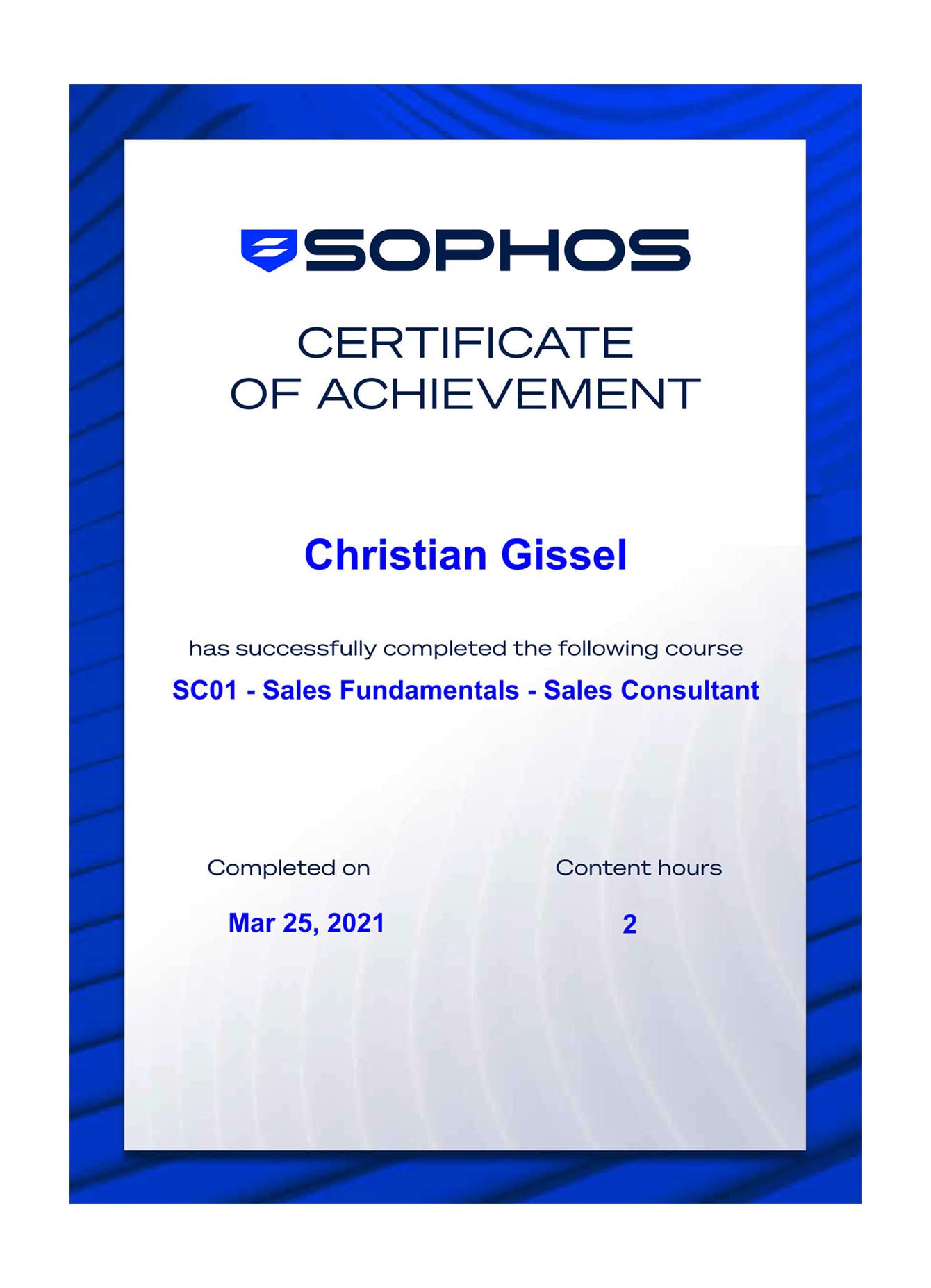 BG_Christian Gissel - SC01 - Sales Fundamentals - Sales Consultant