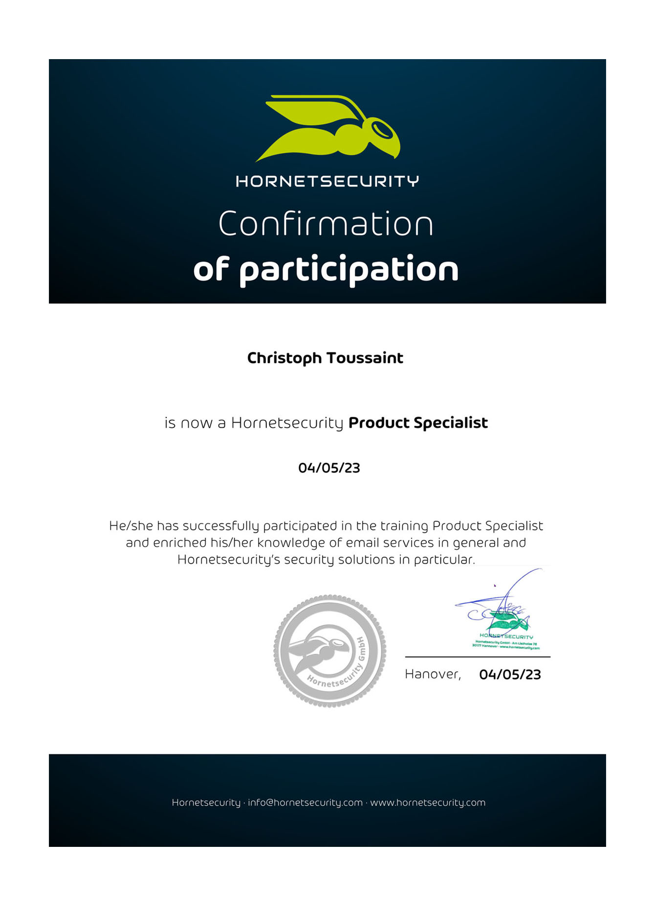 BG_Christoph Toussaint - Hornetsecurity Product Specialist