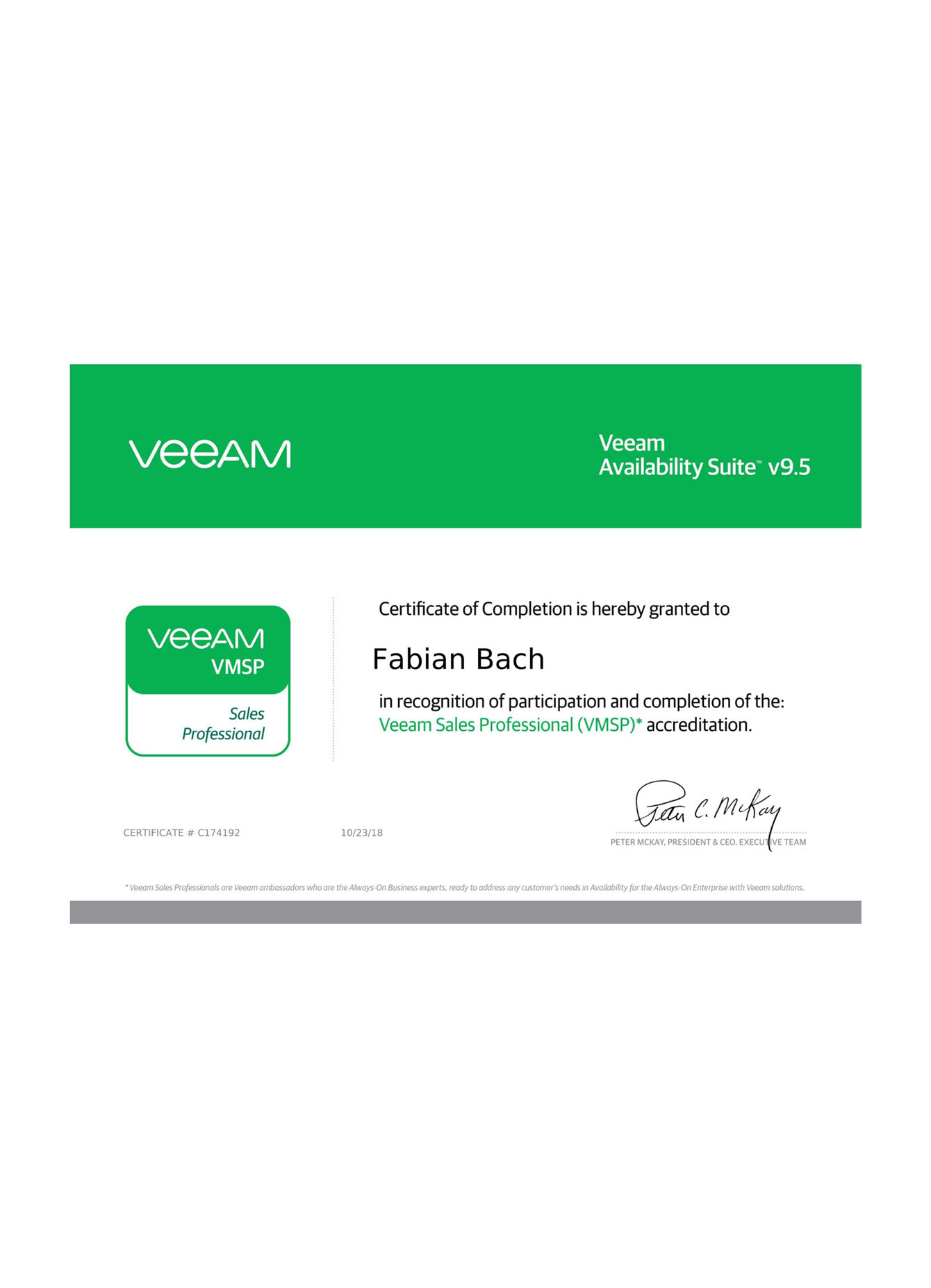 BG_Fabian Bach - Veeam Sales Professional (VMSP)
