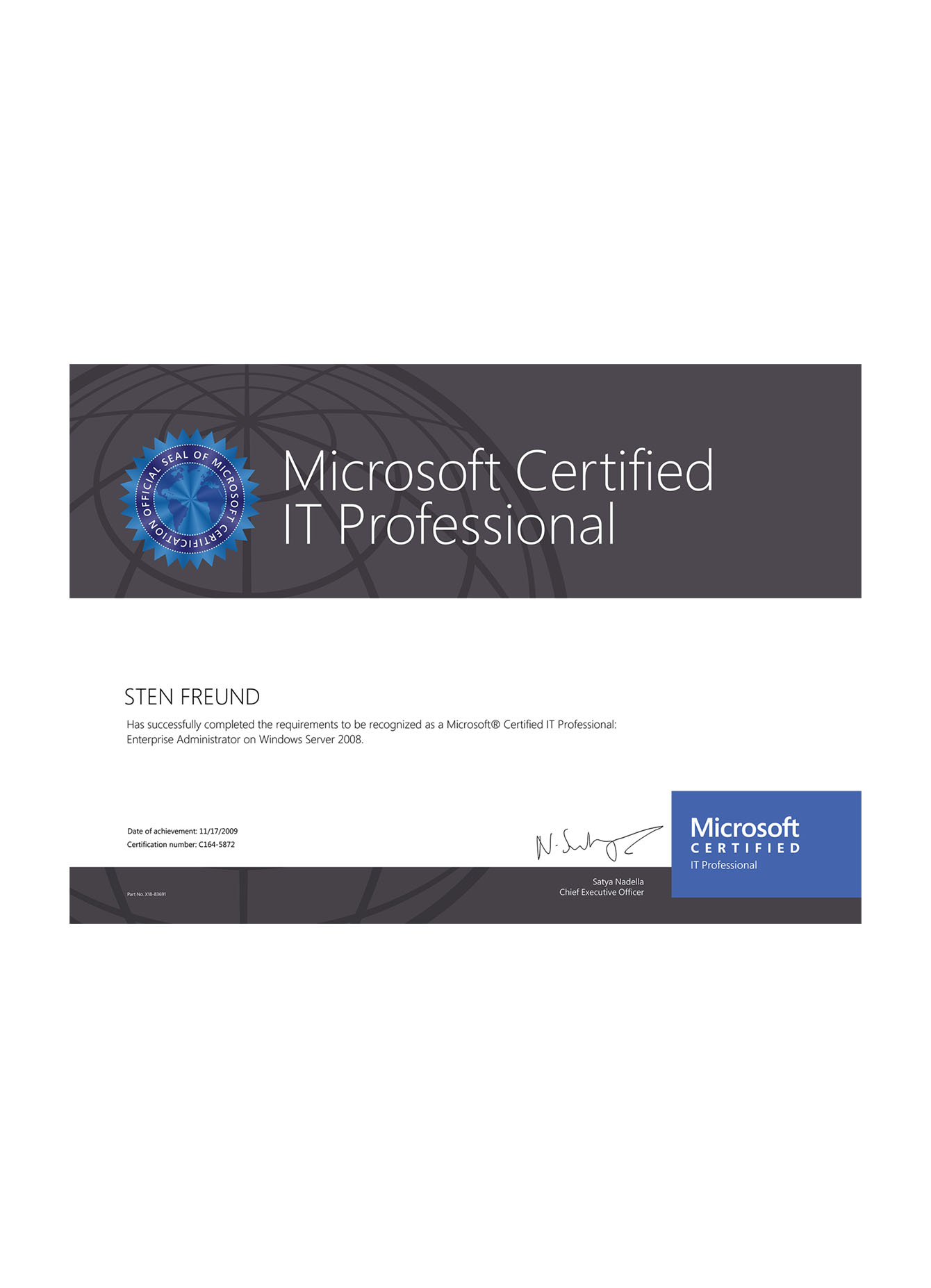 BG_Sten Freund - Microsoft Certified IT Professional Enterprise Administrator on Windows Server 2008