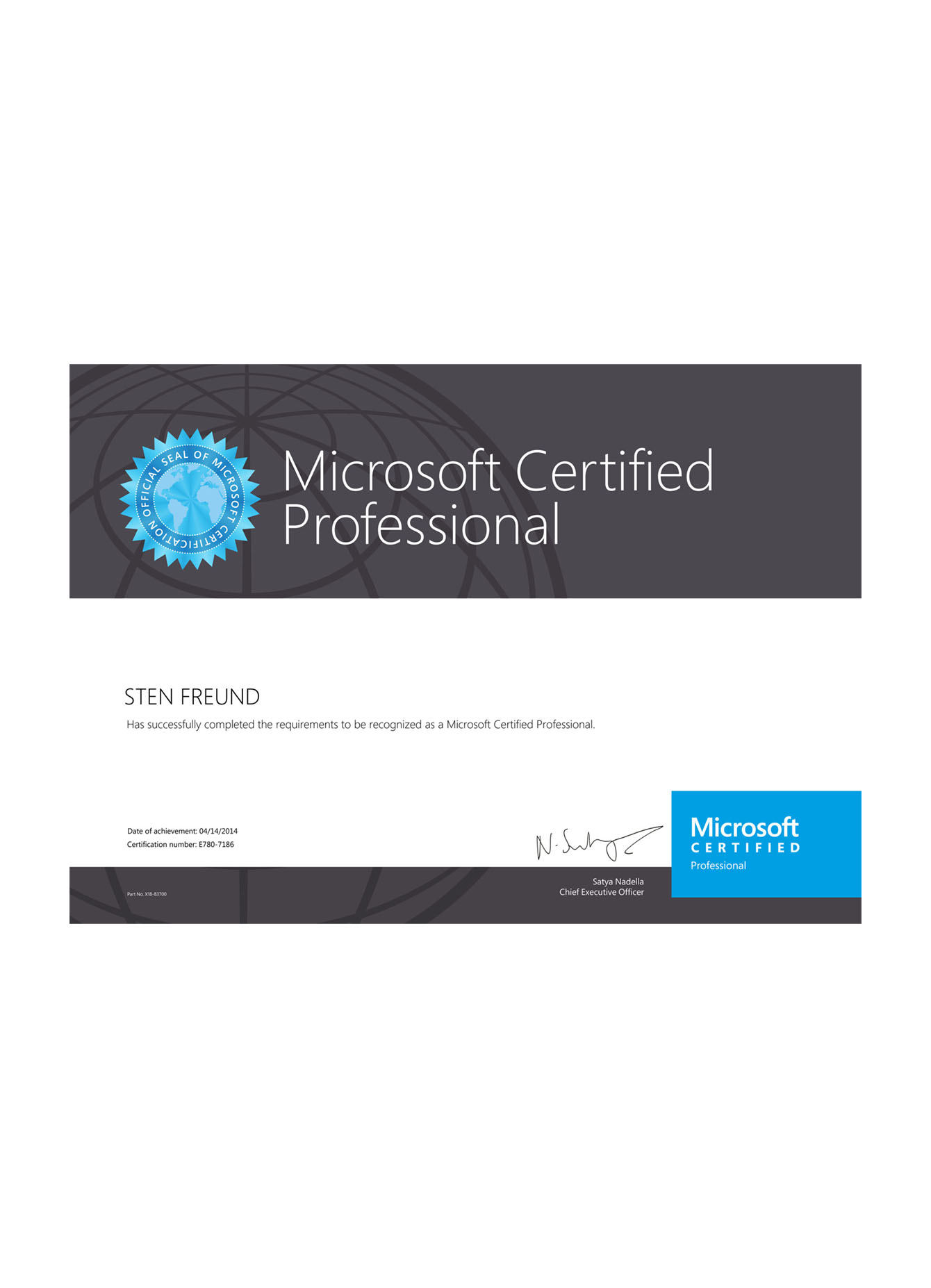 BG_Sten Freund - Microsoft Certified Professional - E780-7186