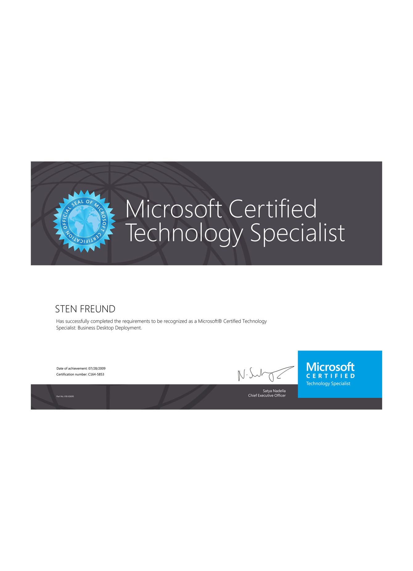 BG_Sten Freund - Microsoft Certified Technology Specialist Business Desktop Deployment