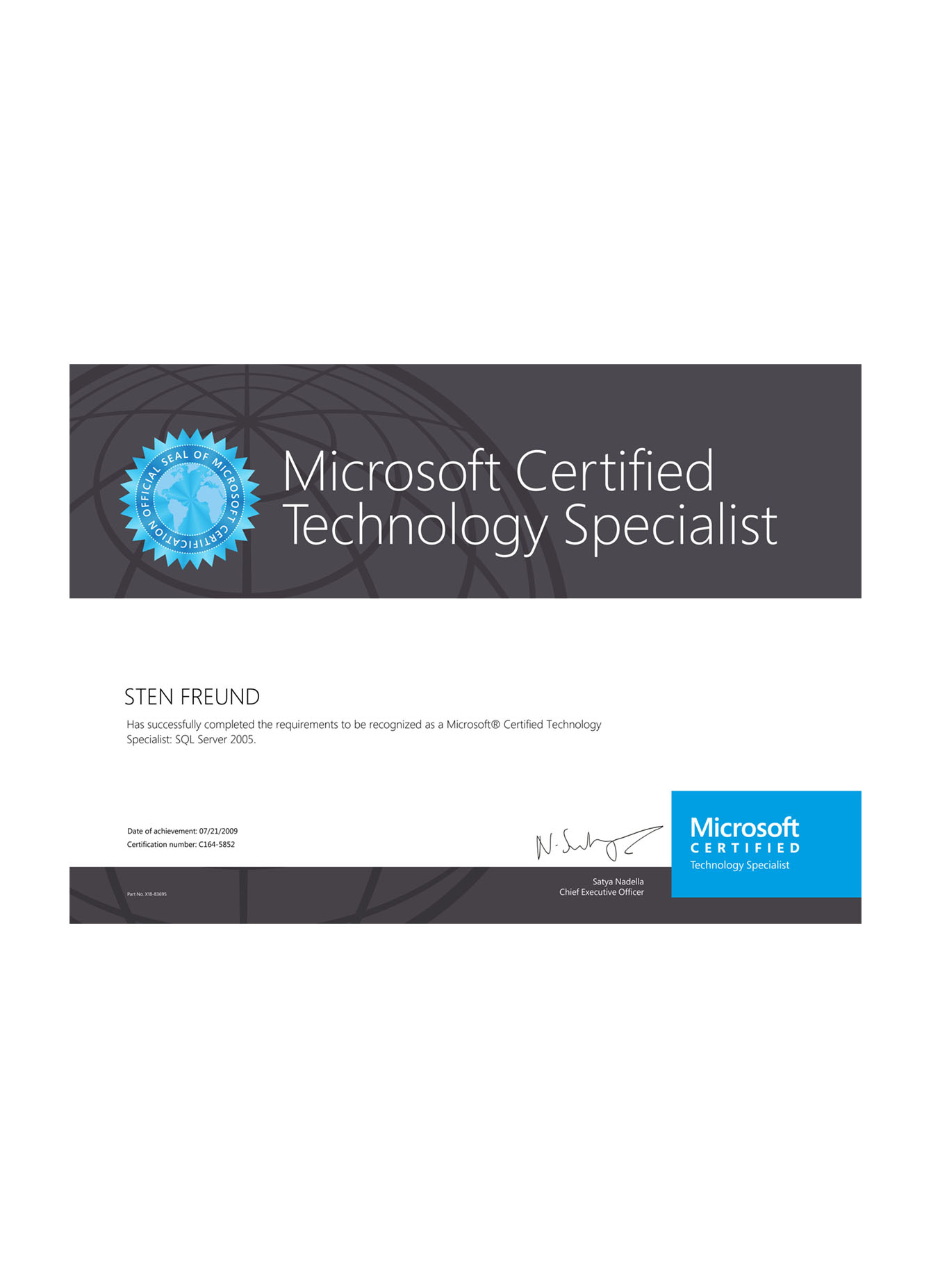BG_Sten Freund - Microsoft Certified Technology Specialist SQL Server 2005