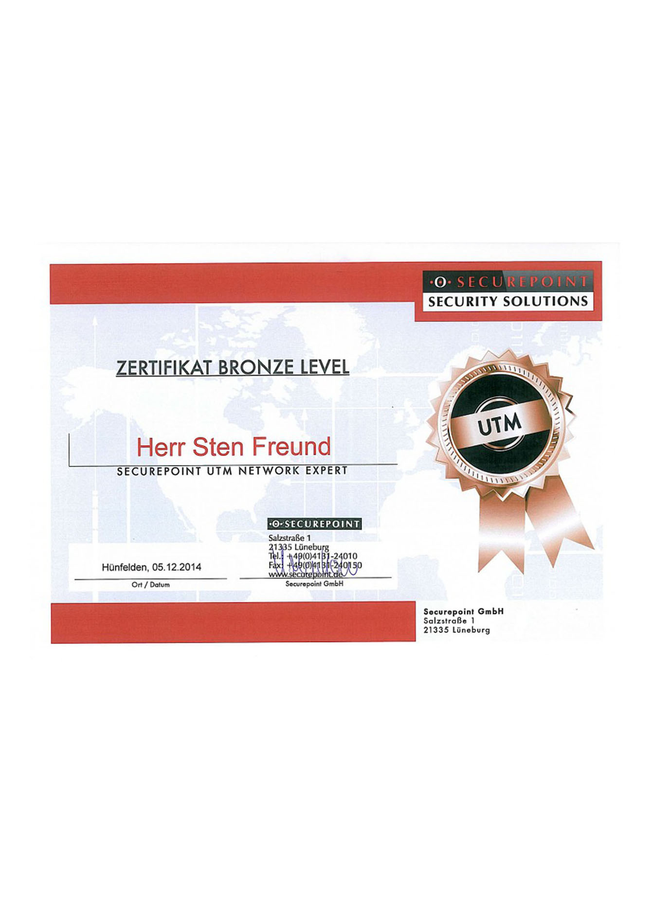 BG_Sten Freund - Securepoint UTM Certified Engineer Bronze